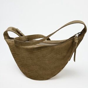 Zara mock Crocodile Pattern Suede crossbody Bag